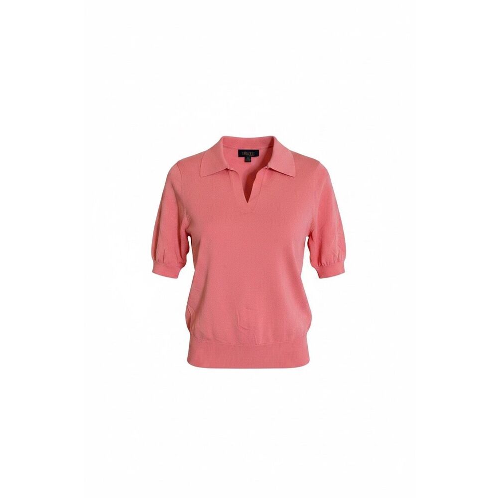 TRUTH By Republic NWOT Johnny Collar Fine‎ Knit Polo Sweater Coral Small